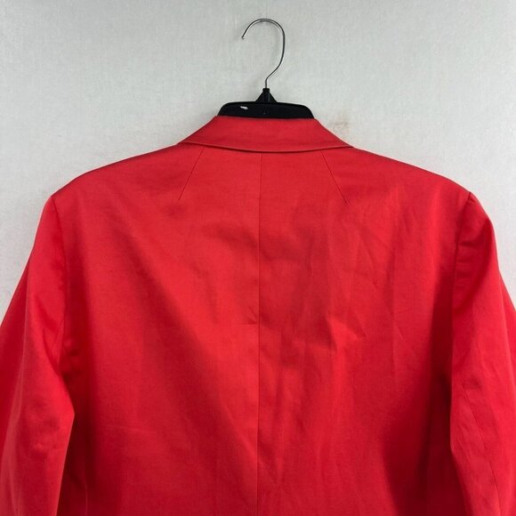 Lands' End Blazer Women's Sz 14 Red One-Button Single-Breasted Striped Lining - Picture 11 of 12